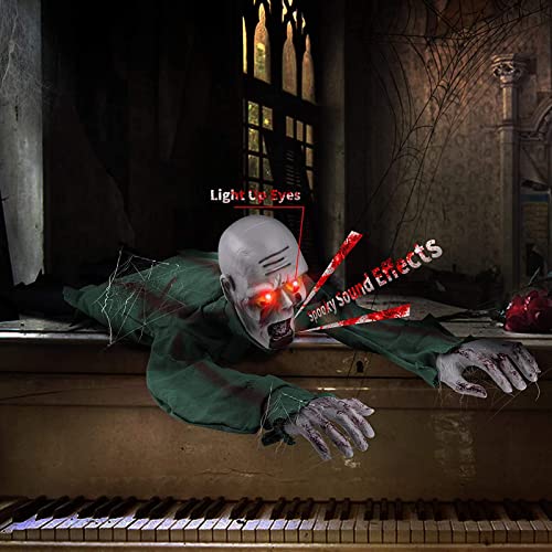 Scary Climbing Zombie Skeleton with Glowing Red Eyes and Creepy Sound R458773