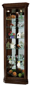 Espresso Curio Cabinet with Six Glass Shelves and Locking Door M385