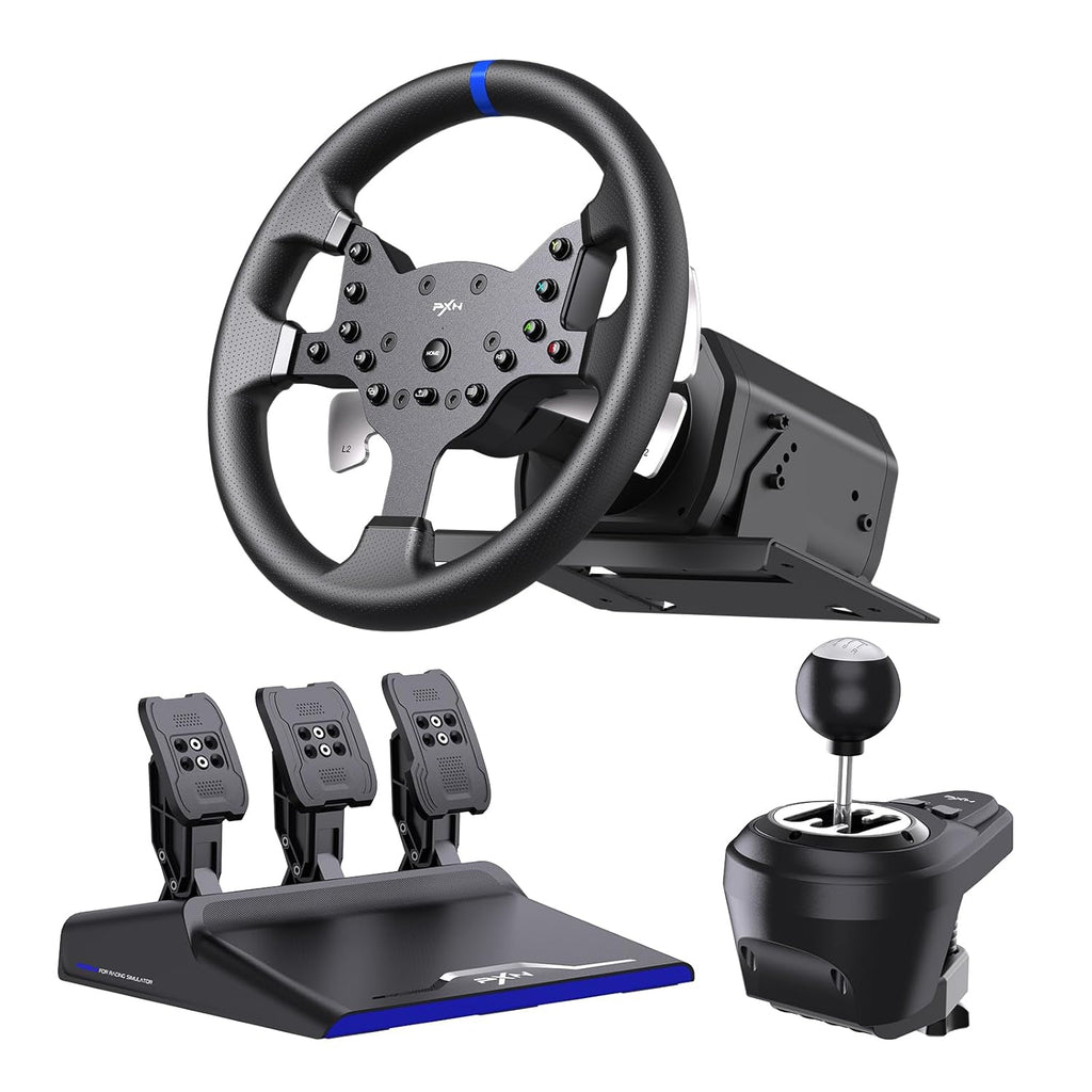 PC Racing Wheel with Force Feedback Steering Wheel, Pedals, Shifter, Detachable 270/900 Degree Steering Wheel K32476