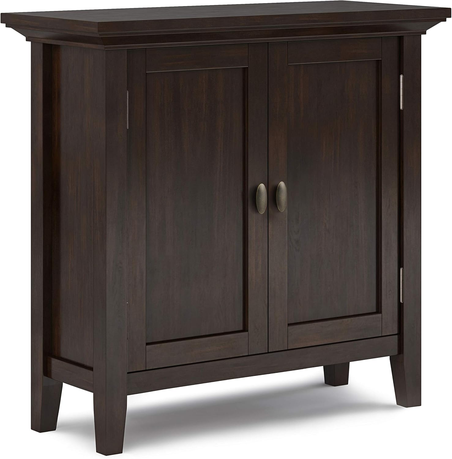 Hickory Brown Solid Wood Low Storage Cabinet with 2 Doors and 2 Adjustable Shelves J685477