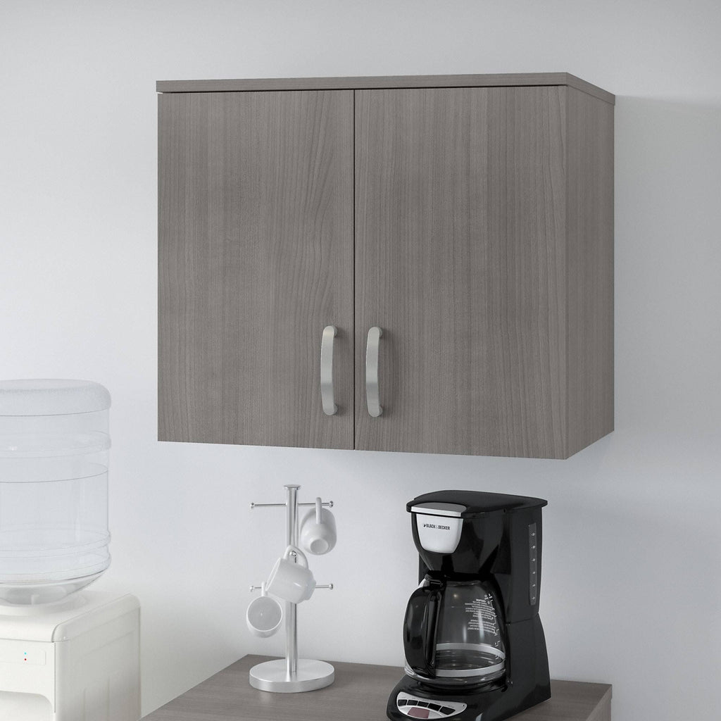 Platinum Gray Wall Cabinet with Doors and Shelves M9048