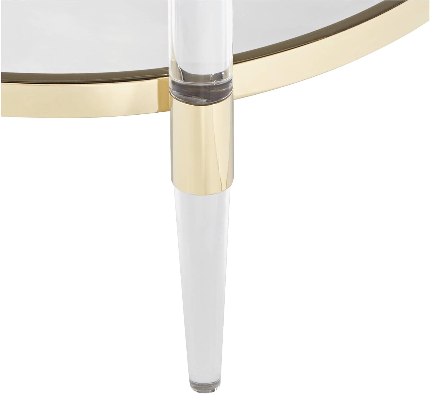 Clear Glass Round Side Table with Gold Rings J801728