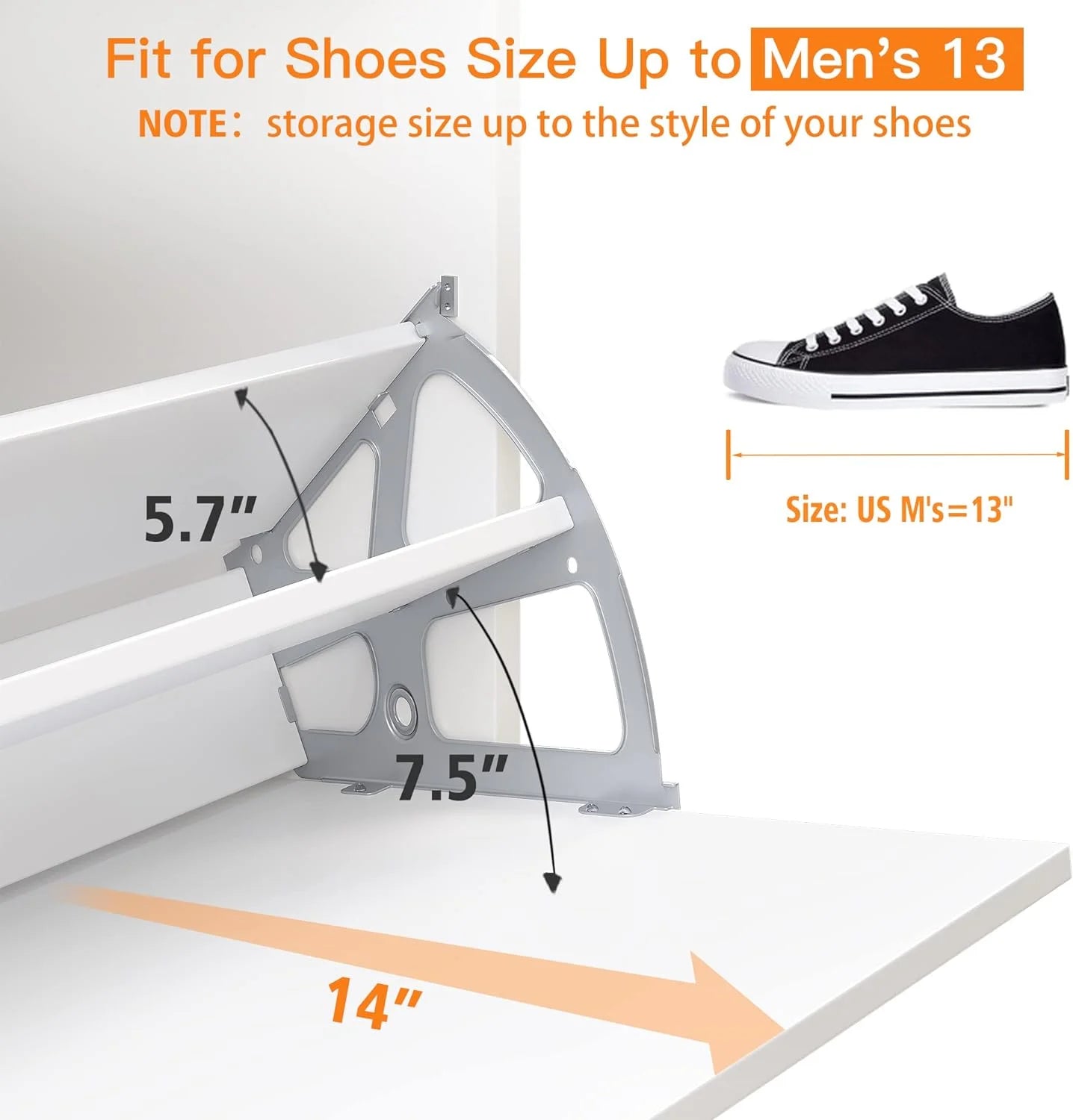 White Narrow Shoe Cabinet with 2 Flip Drawers K61819