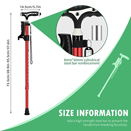 Aluminum Alloy Lightweight Height Adjustable Heavy Duty Foldable Walking Cane with LED X396856