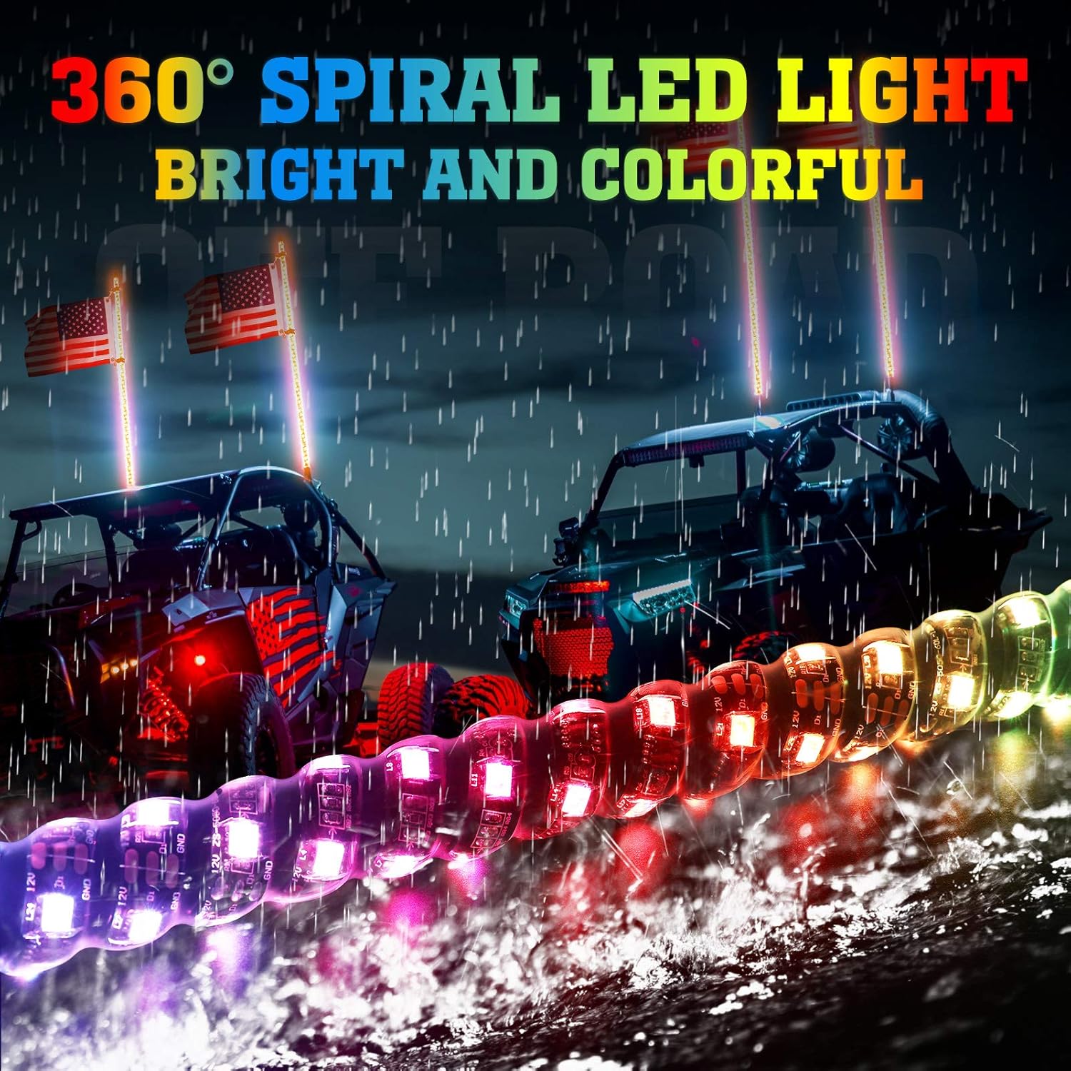 2pcs 3ft LED Whip Lights with Bluetooth U6795