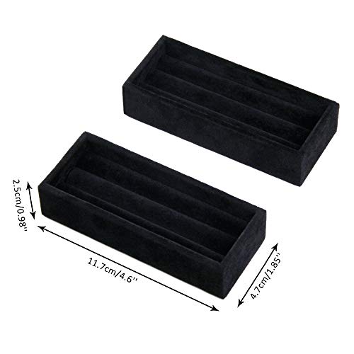 2PCS Black Velvet 8 Slots Jewelry Tray V96662