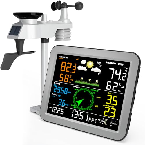 Wireless 7-in-1 Indoor Outdoor Weather Station with Rain Gauge A358589