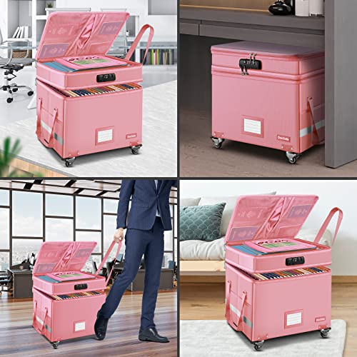 Gray Fireproof Document Box with Lock and Wheels G6570