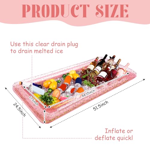 4 Pcs Inflatable Serving Bar Food Cooler Buffet with Glittering Confetti Inflatable Ice Tray M38476