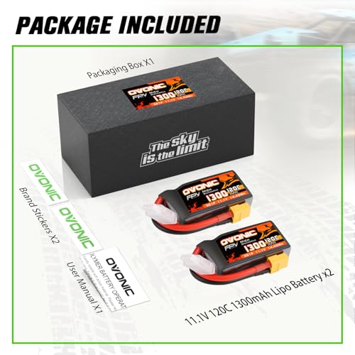 11.1V 1300mAh 3S RC Battery with XT60 Plug (2 Pack) N6422