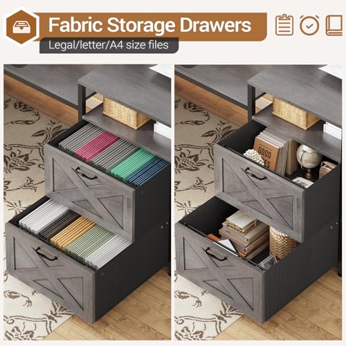 White L Shaped Desk with Drawers and Power Outlet Y72924