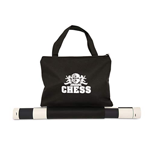 Tournament Chess Set with Filled Chess Pieces and Black Roll-Up Vinyl Chess Board C436