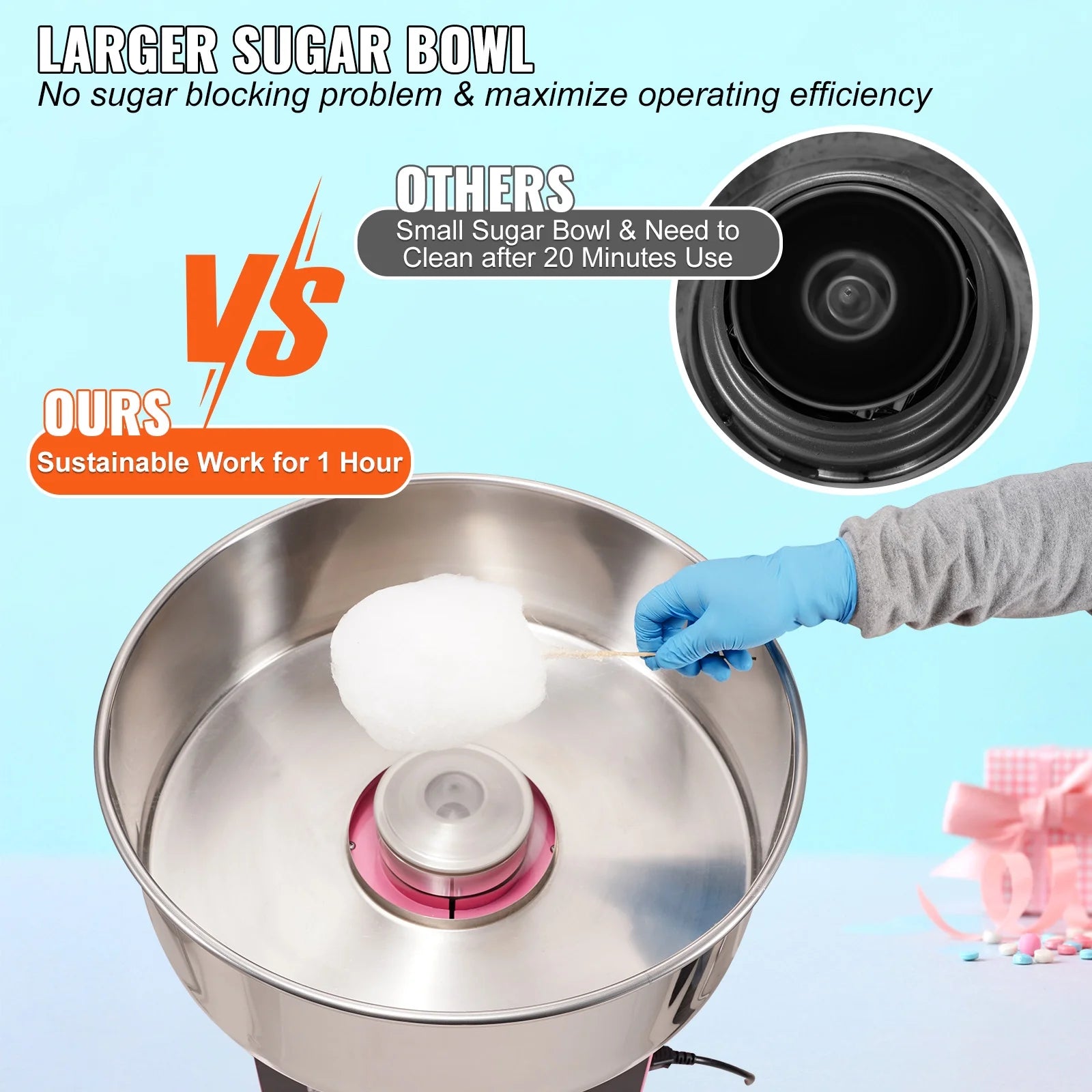 Pink 21 Inch Stainless Steel Cotton Candy Machine W79711