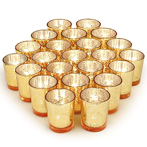 72pcs Mercury Glass Gold Votive Candle Holders D5607