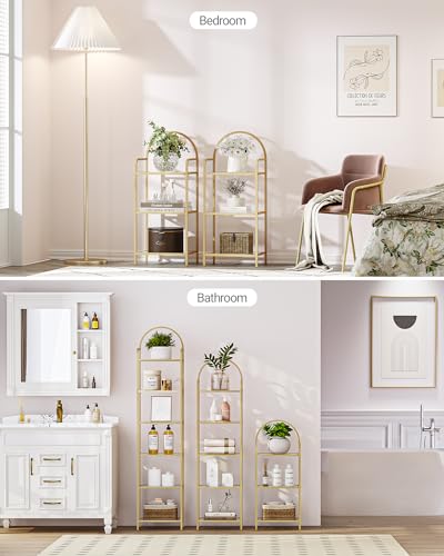 6 Tier Black Tempered Glass Steel Frame Bookcase Y66383