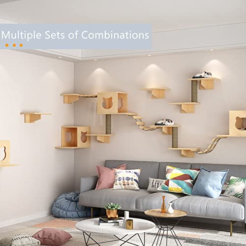 Cat Wall Shelves and Furniture Set with Condos, Perches, Bridge Ladders, Sisal Scratching Posts L406