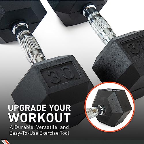 Pair Rubber Encased Hex Dumbbell M46289
