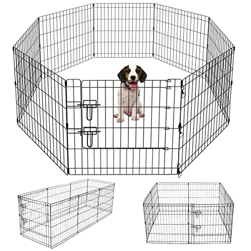 Black 8 Panel 24 Inch Pet Playpen W42033