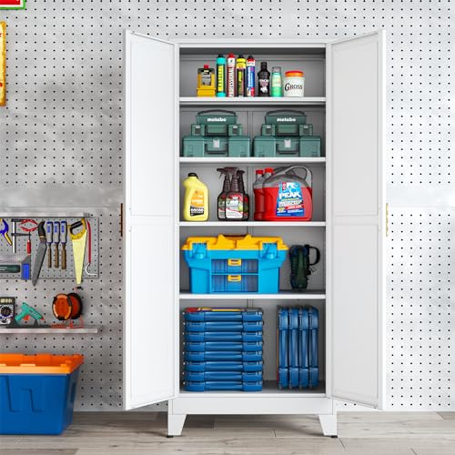 75.2”H Metal Pantry Storage Cabinet with Adjustable Shelves S8273