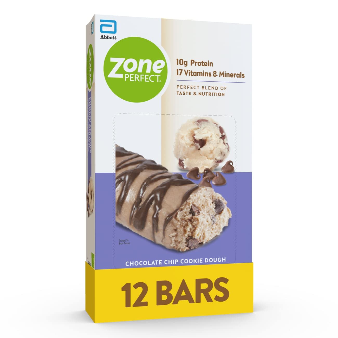 Chocolate Chip Cookie Dough Protein Bars, 10g Protein, 12 Bars Q477