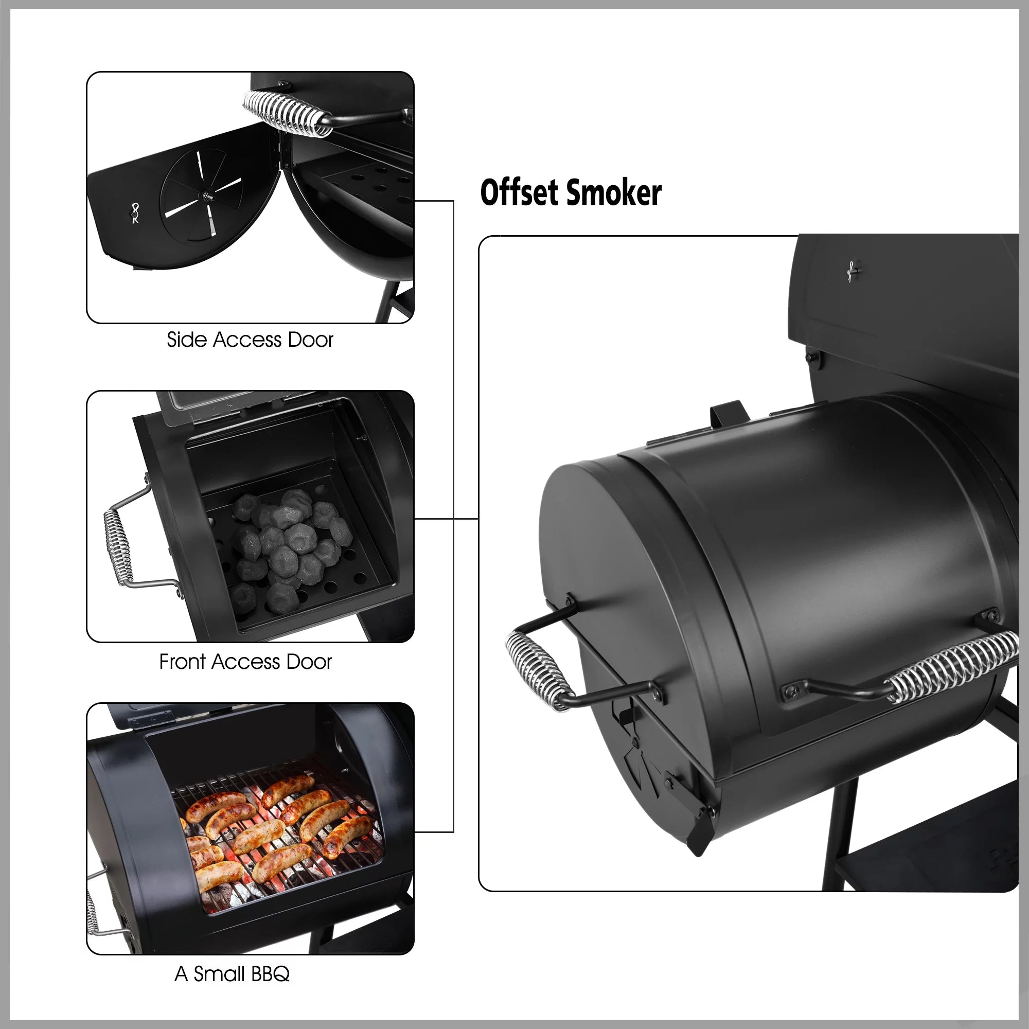 30" Charcoal Grill with Offset Smoker S8133