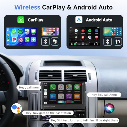 7" Flip Out Touchscreen Car Stereo with Wireless Carplay Android Auto Bluetooth AM/FM USB K540
