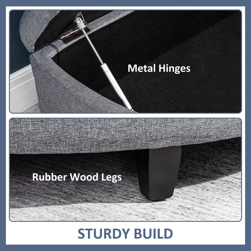 Gray Half Moon Storage Ottoman with Lift Lid B1576