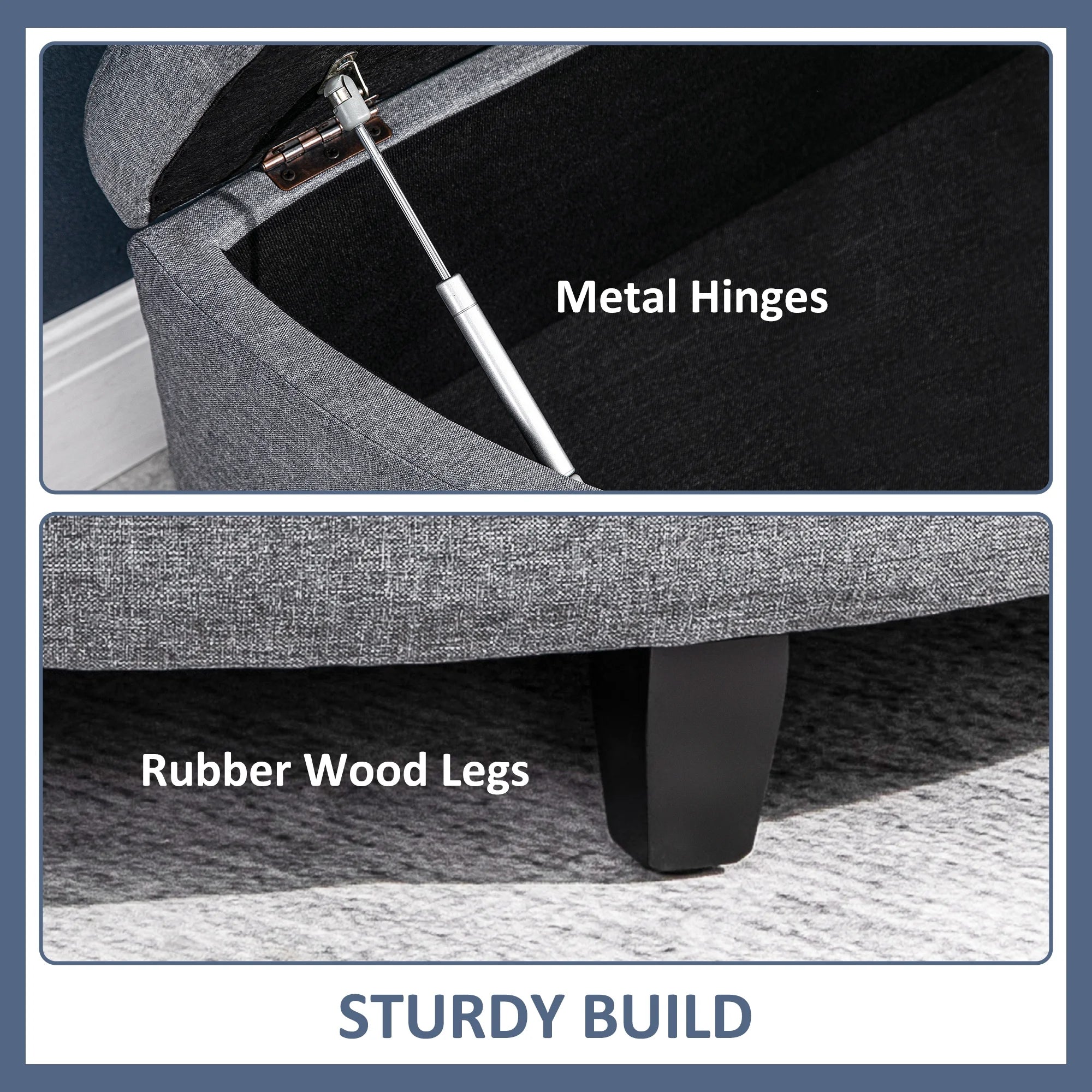 Gray Half Moon Storage Ottoman with Lift Lid B1576