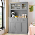 Grey Kitchen Hutch Storage Cabinet with Countertop and Drawers G810