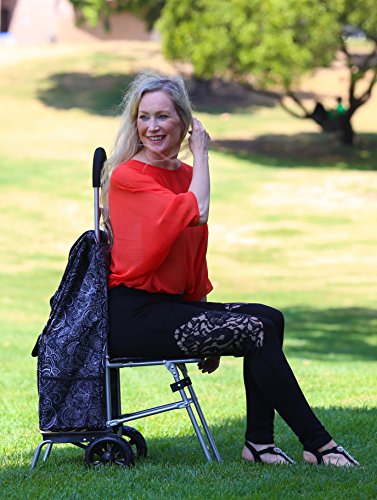 Black Foldable Shopping Cart with Seat M342