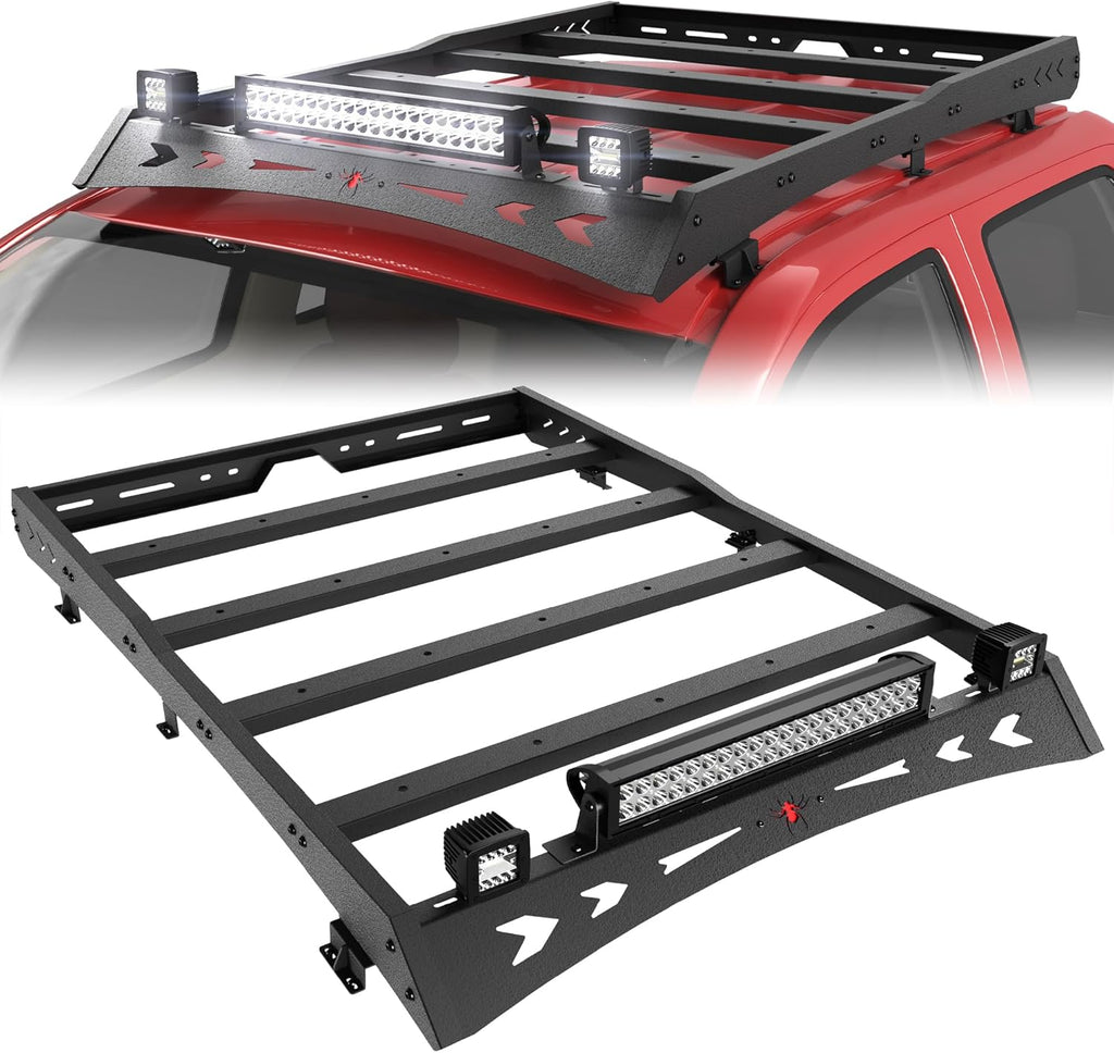 Heavy Duty Roof Rack Cargo Carrier with 2 LED Lights and 1 Light Bar G4706