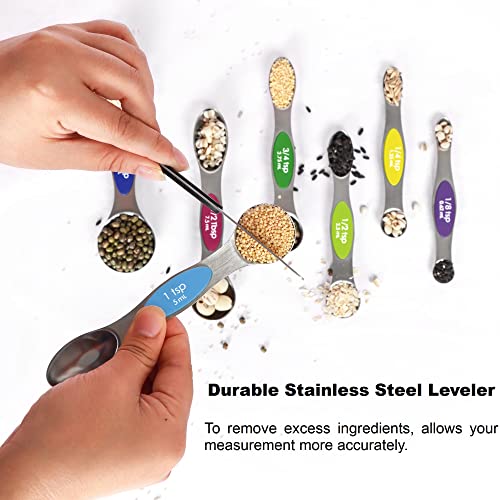 Magnetic Stainless Steel Measuring Spoons Set with Leveler L3794