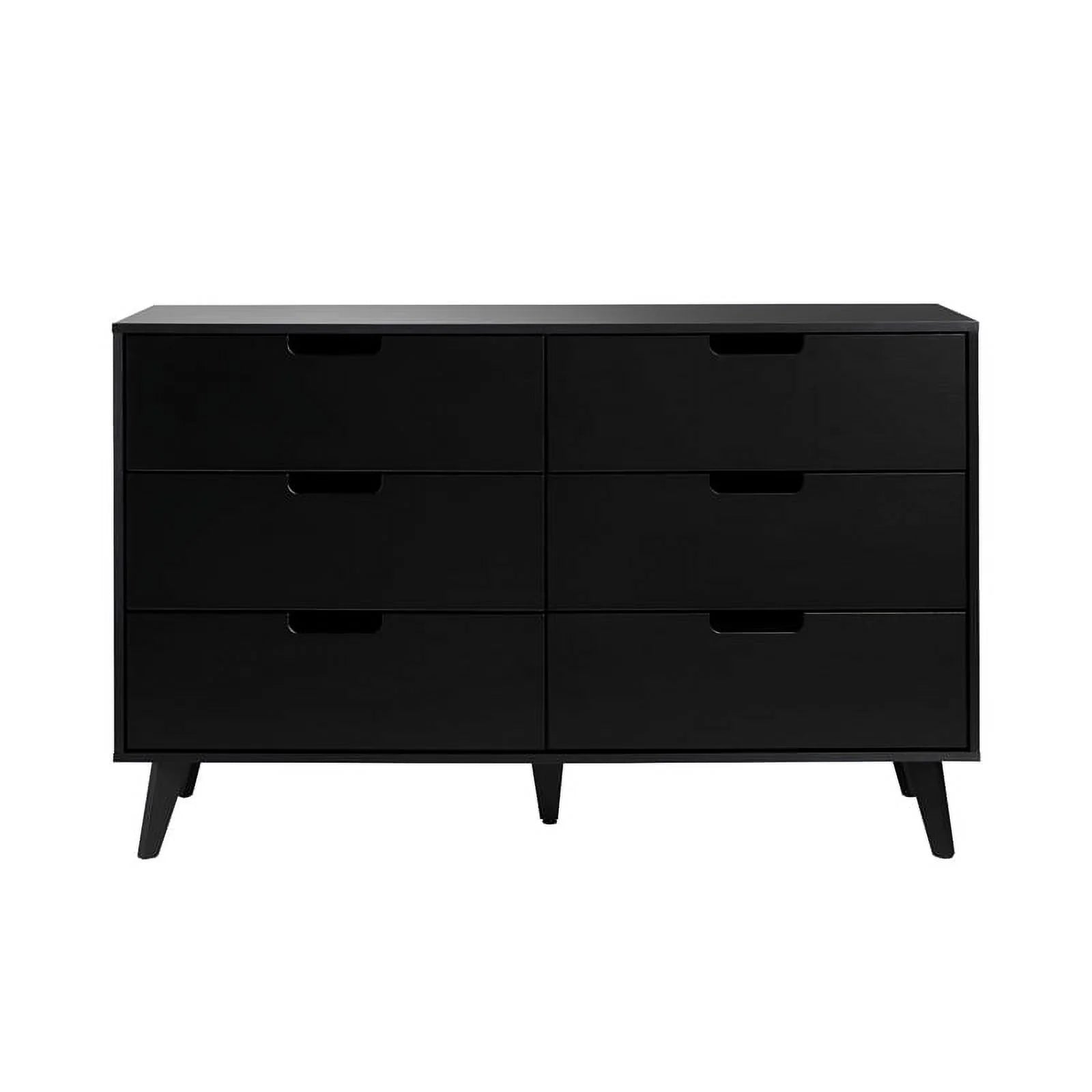 Black 6 Drawer Wood Dresser V4480