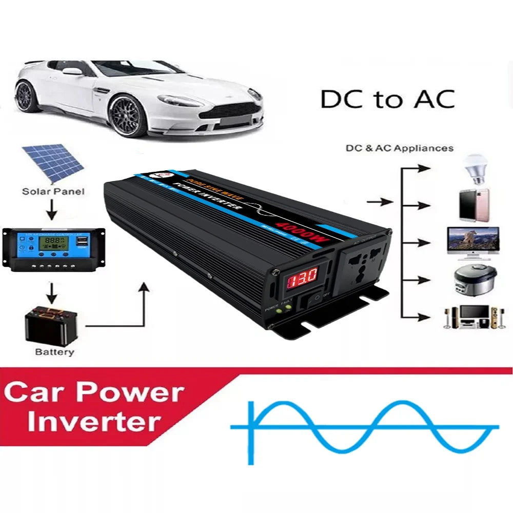 4000W Pure Sine Wave Power Inverter DC12V to AC 120V B305