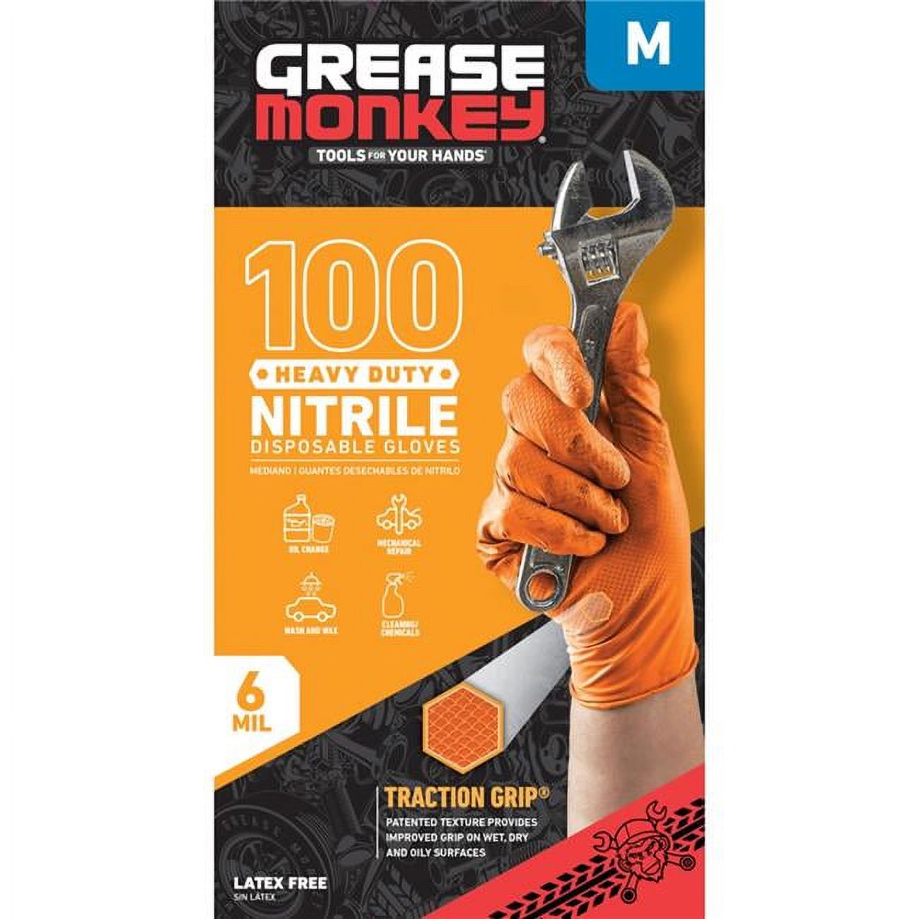 Orange Heavy Duty Nitrile Disposable Gloves, Large - 100 Count A745