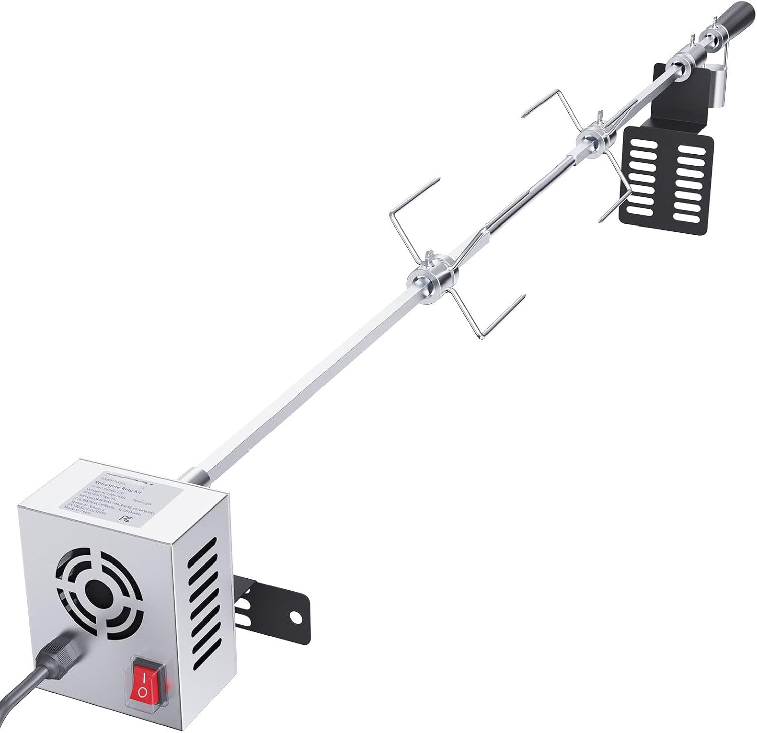 Heavy Duty Stainless Steel Grill Rotisserie Kit with 9W Motor - 32-Inch Hexagon Spit Rod - 26 Lbs Capacity X898