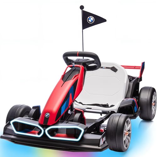 24V 9AH Electric Go Kart with Adjustable Seat, 7.5 MPH Drift Kart, 2 * 200W Motors, Grey D64075