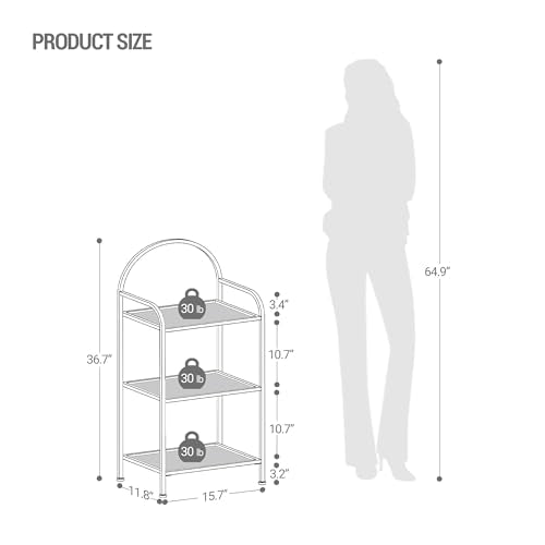 6 Tier Black Tempered Glass Steel Frame Bookcase Y66383