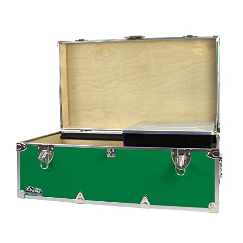 Navy Steel Footlocker with Tray - 32 x 18 x 13.5 Inches F926