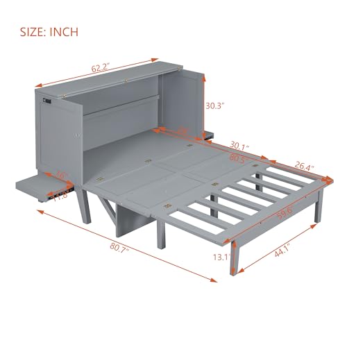 Gray Queen Size Wood Murphy Bed Z3345
