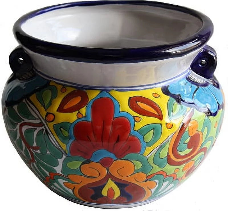 Small-Sized Rainbow Talavera Ceramic Garden Pot W574