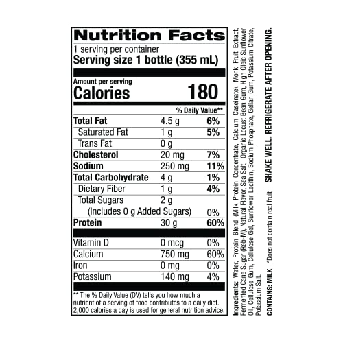 30g Grass Fed Protein Shakes Ready to Drink 12 FL Oz (Pack of 12) Chocolate K2301