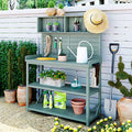 Green 65" Wooden Potting Bench with 4 Storage Shelves X153