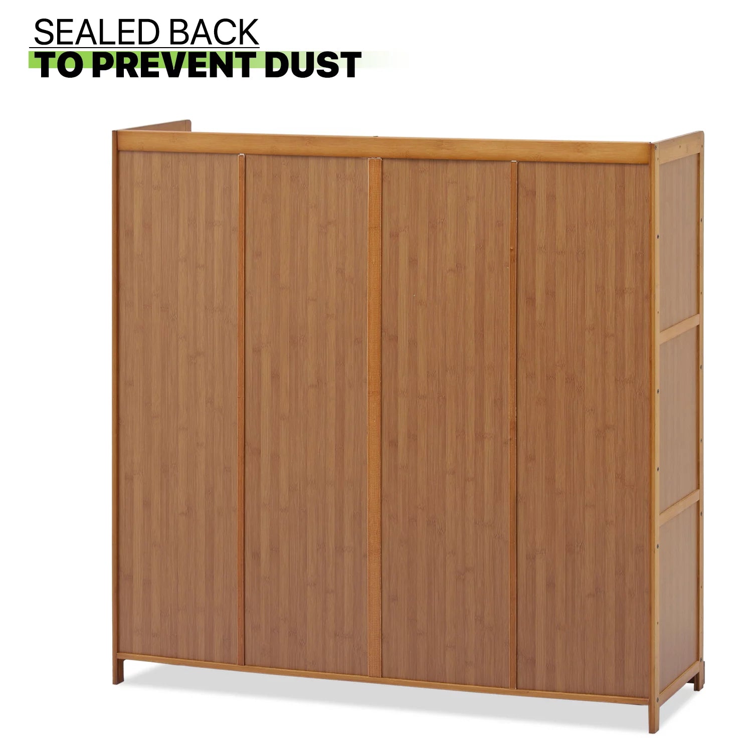 Bamboo 30 Pairs 7-Tier Shoe Cabinet with Folding Rattan Doors and Boots Compartments N749580