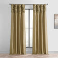 Ruched Faux Dupioni Silk Curtains 50 X 96 (1 Panel), Flax Gold Z878