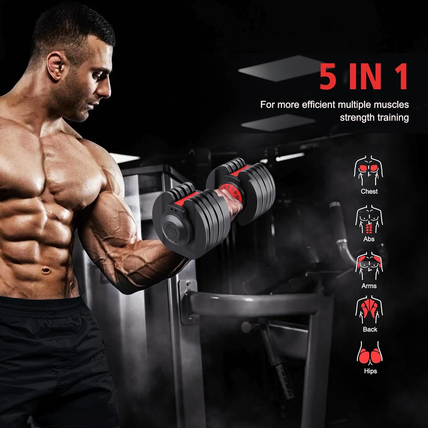 53LB 15 in 1 Adjustable Dumbbell Set with Anti-Slip Handle K7925