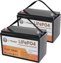 2 Pack 12V 100Ah LiFePO4 Deep Cycle Rechargeable Battery with 100A BMS Q533854