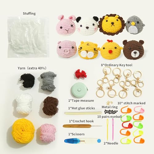 8 Packs Crochet Animal Kit for Beginners E883