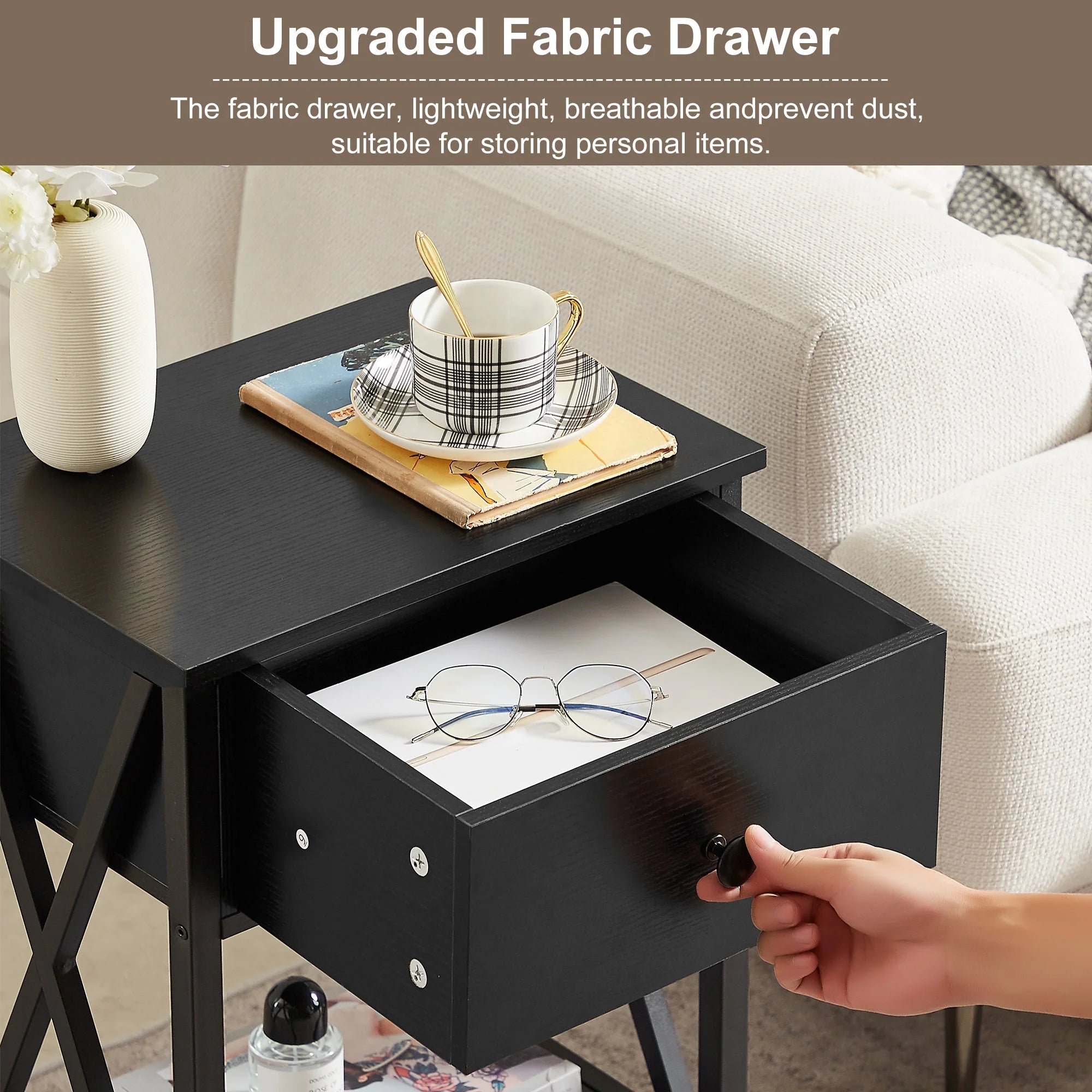 3-Piece Upholstered Bed Frame and 2 Nightstand V29285