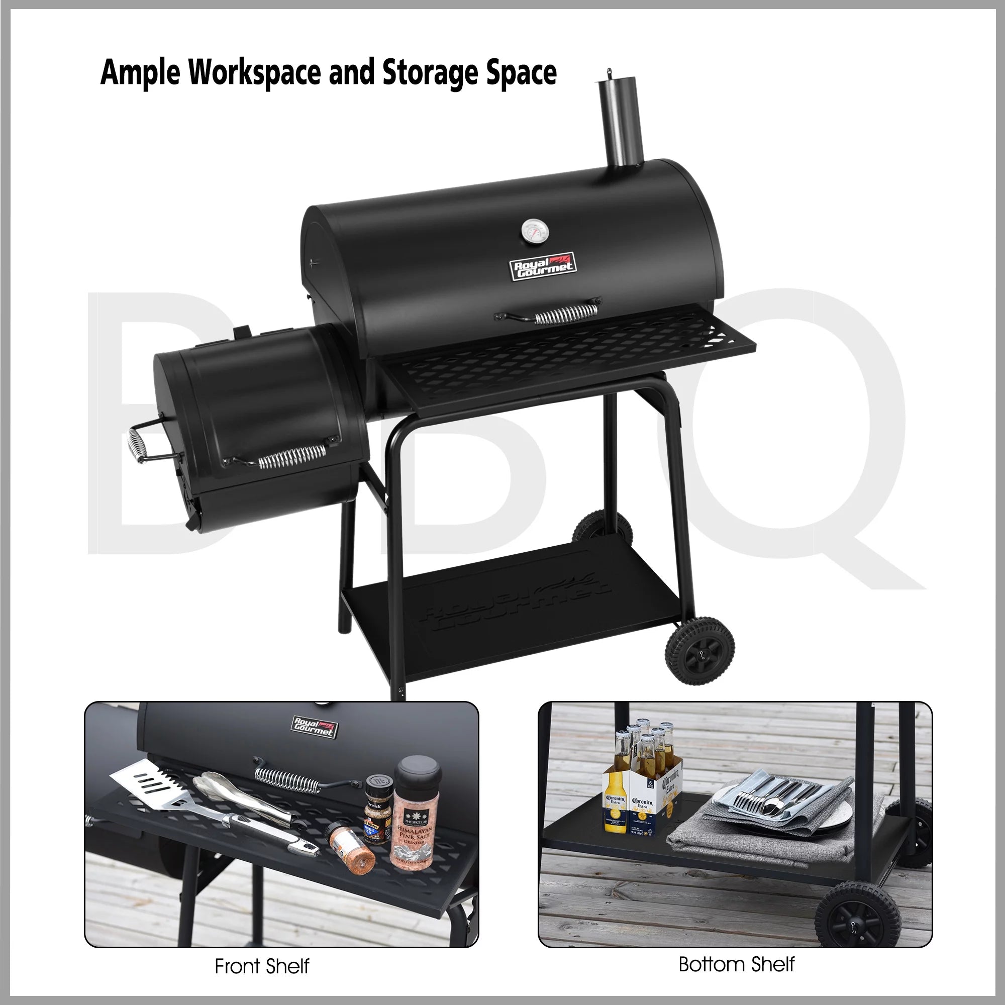 30" Charcoal Grill with Offset Smoker S8133